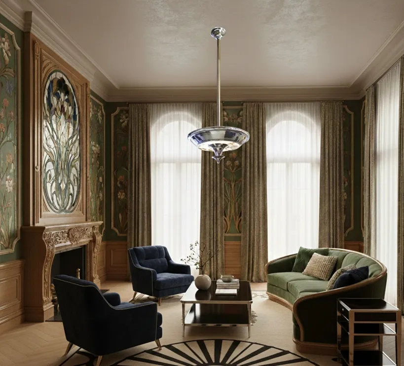 Two antique hanging lamps in an elegant setting