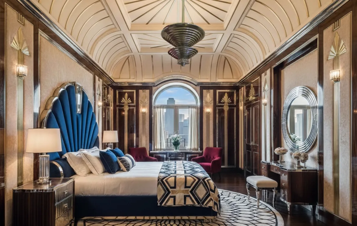 antique art deco hanging lamp, stylish design in modern setting