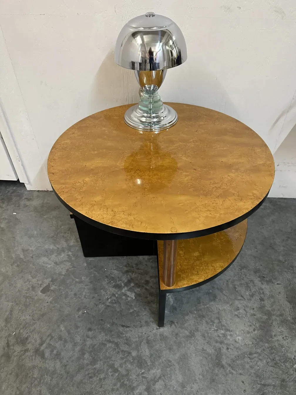 Two antique art deco small tables with round top