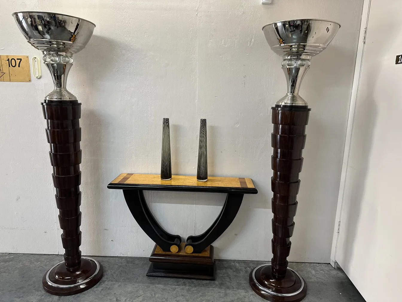 2 antique murano vases with elegant design, indoor setting