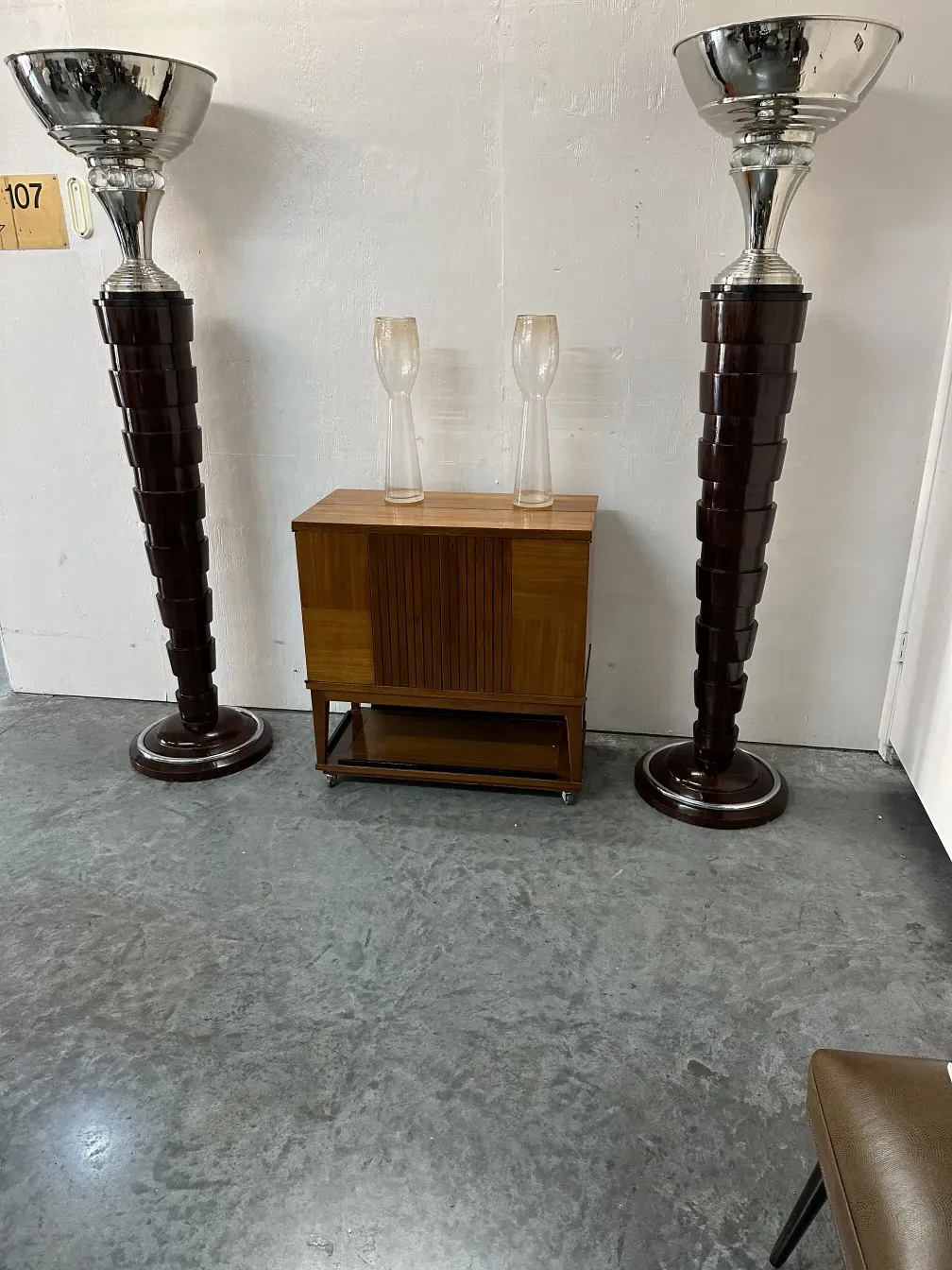 two antique Murano vases with elegant design, in a refined setting