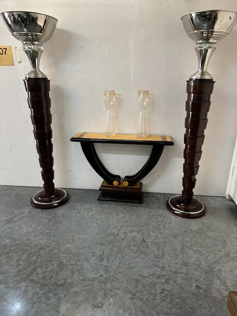 two elegant antique vases murano style
