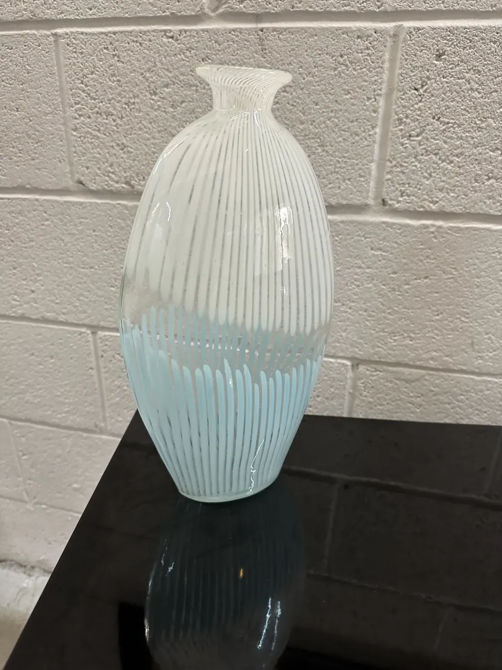 Two antique murano vases with striped design, decorative