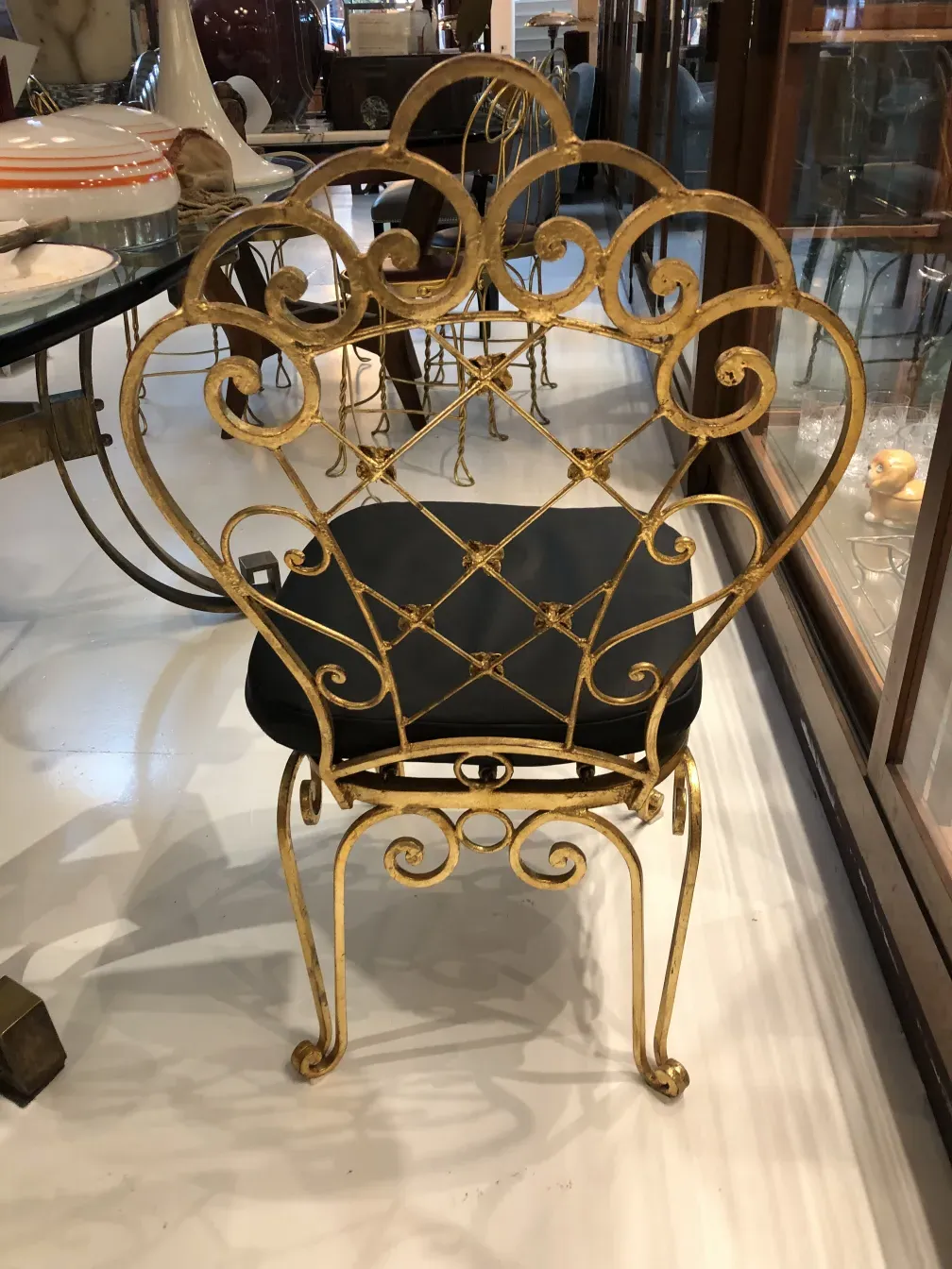 2 antique garden chairs with art deco design, decorative