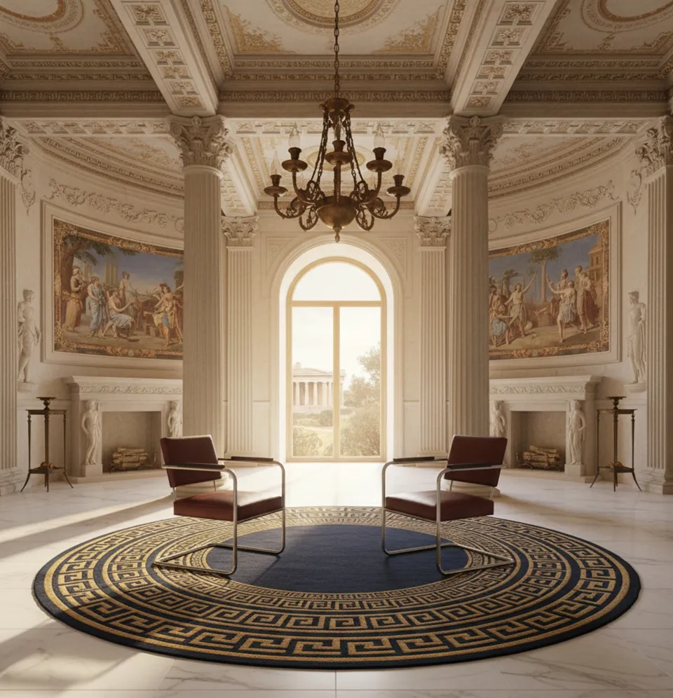 Two antique armchairs to be restored in a classic environment with luxurious details.