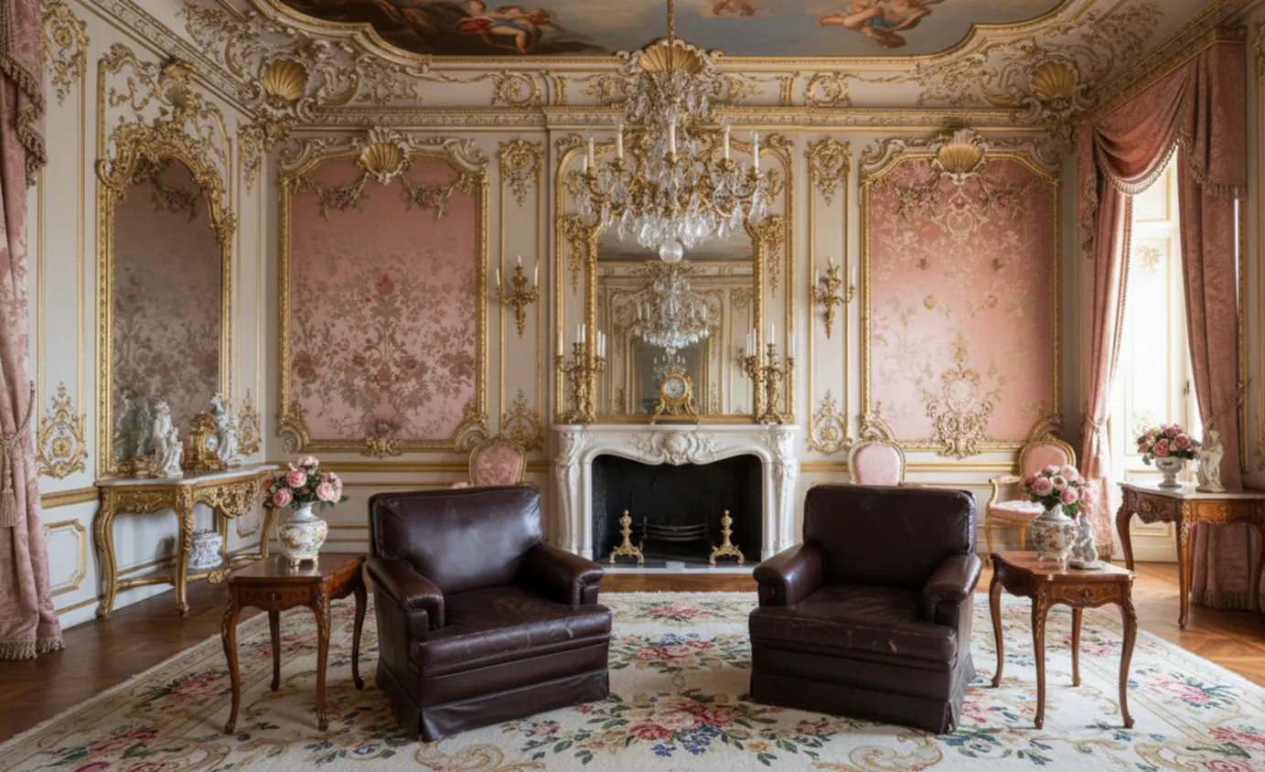 Two antique armchairs in an elegantly decorated room