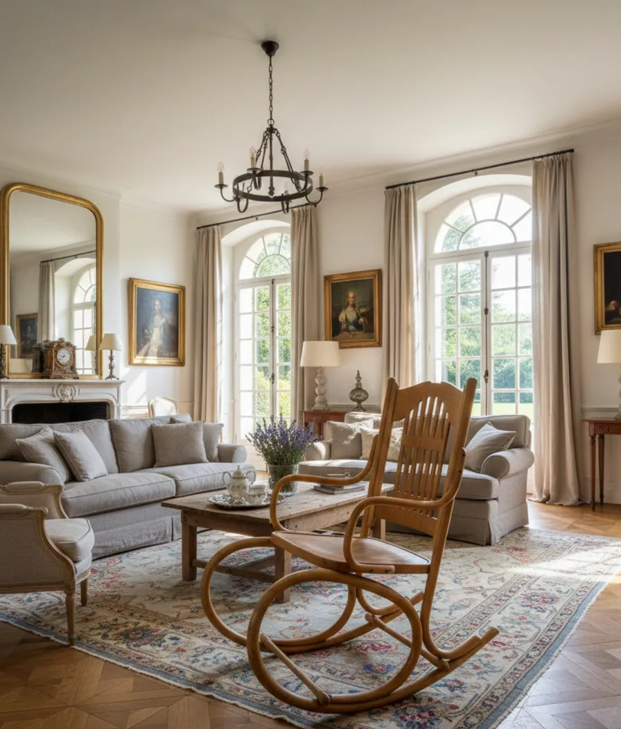 antique hammock chair in a stylish living room
