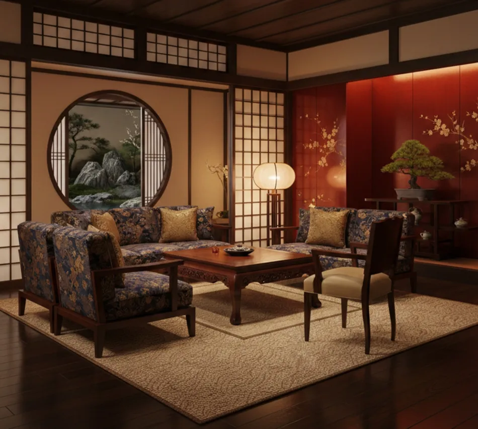 Antique armchair in a decorated Art Deco style room