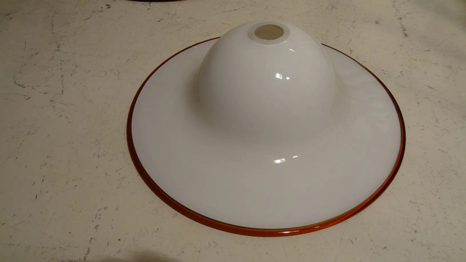 antique hanging lamp with white finish and edge