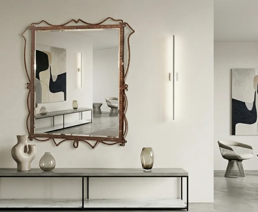 antique mirror in decorative frame in modern setting