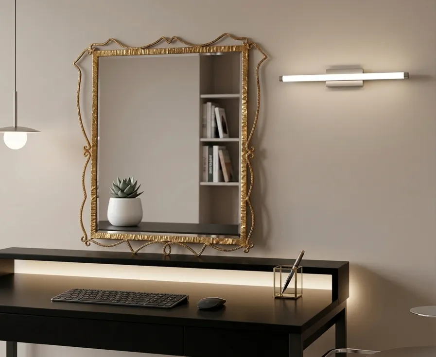 Antique mirror with decorative frame in art nouveau style