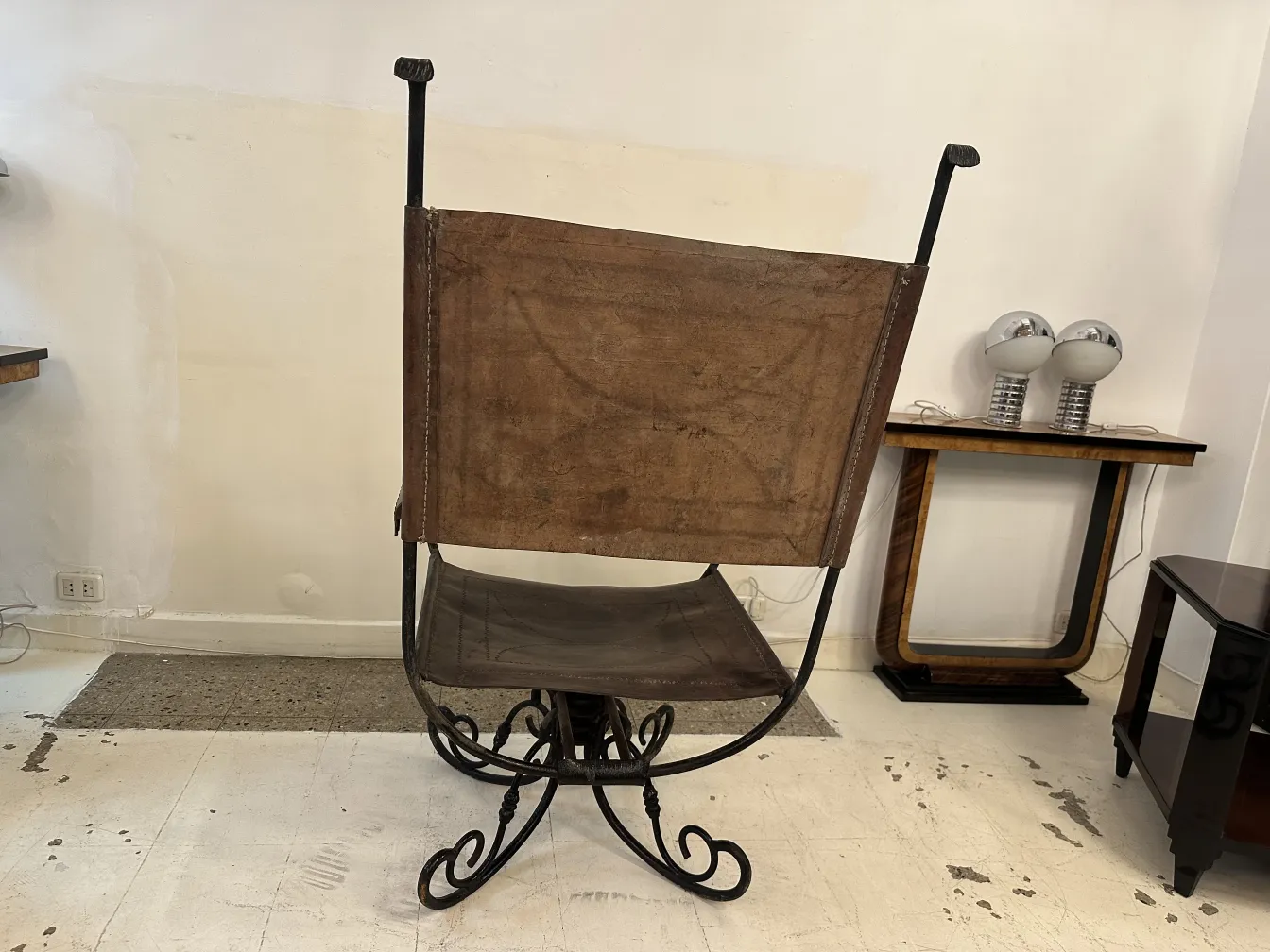 Antique armchair in art deco style in a minimalist setting