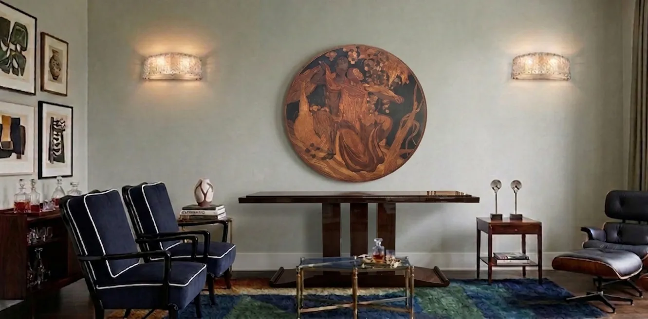 Antiga marchetaria decorativa em um ambiente elegante.