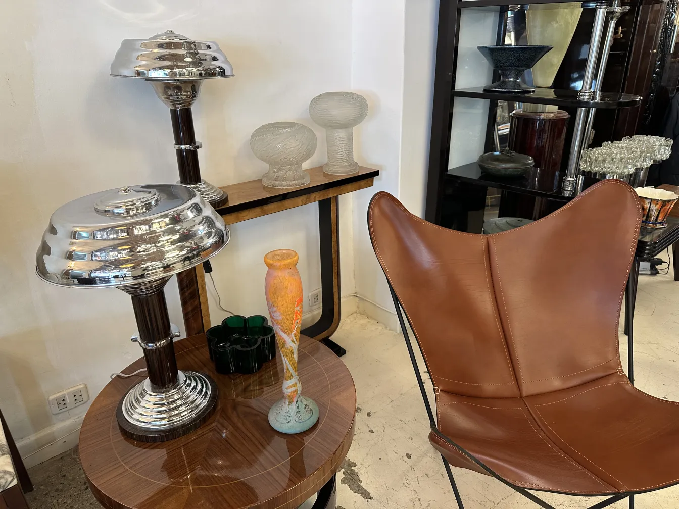 Glas mit floralem Muster in Orange und Gelb, Daum Nancy