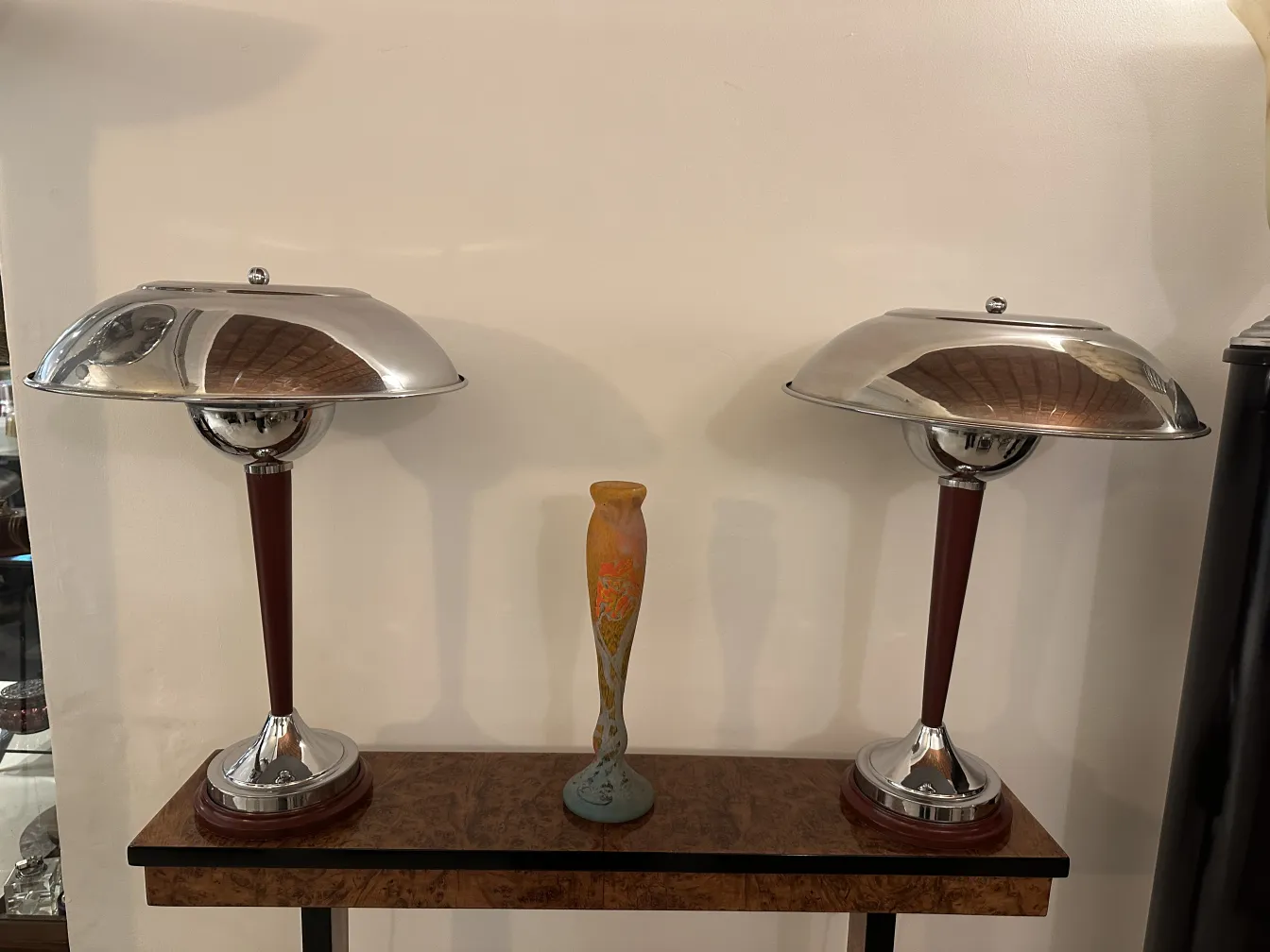 Glas mit floralem Muster in Orange und Gelb, Daum Nancy