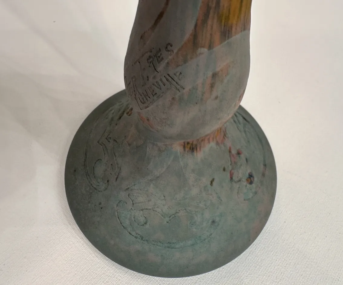 Glas mit floralem Muster in Orange und Gelb, Daum Nancy