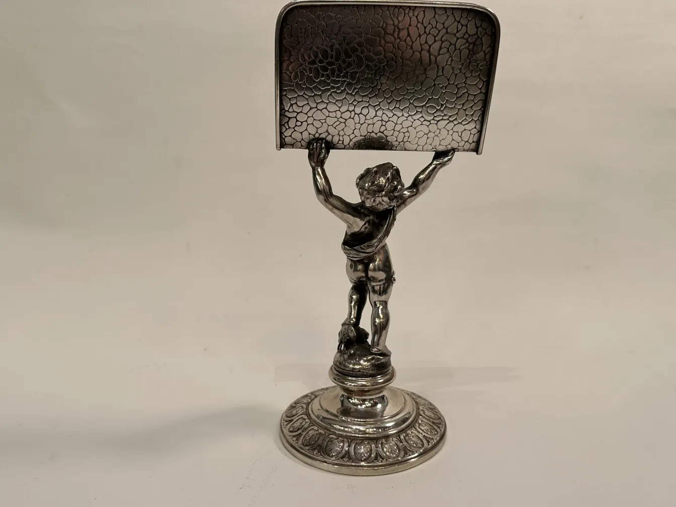 Antique WMF card tray with decorative figure base