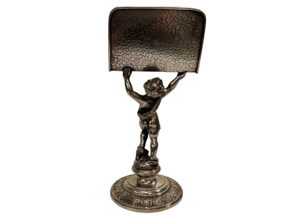 Antique WMF card tray with decorative figure base