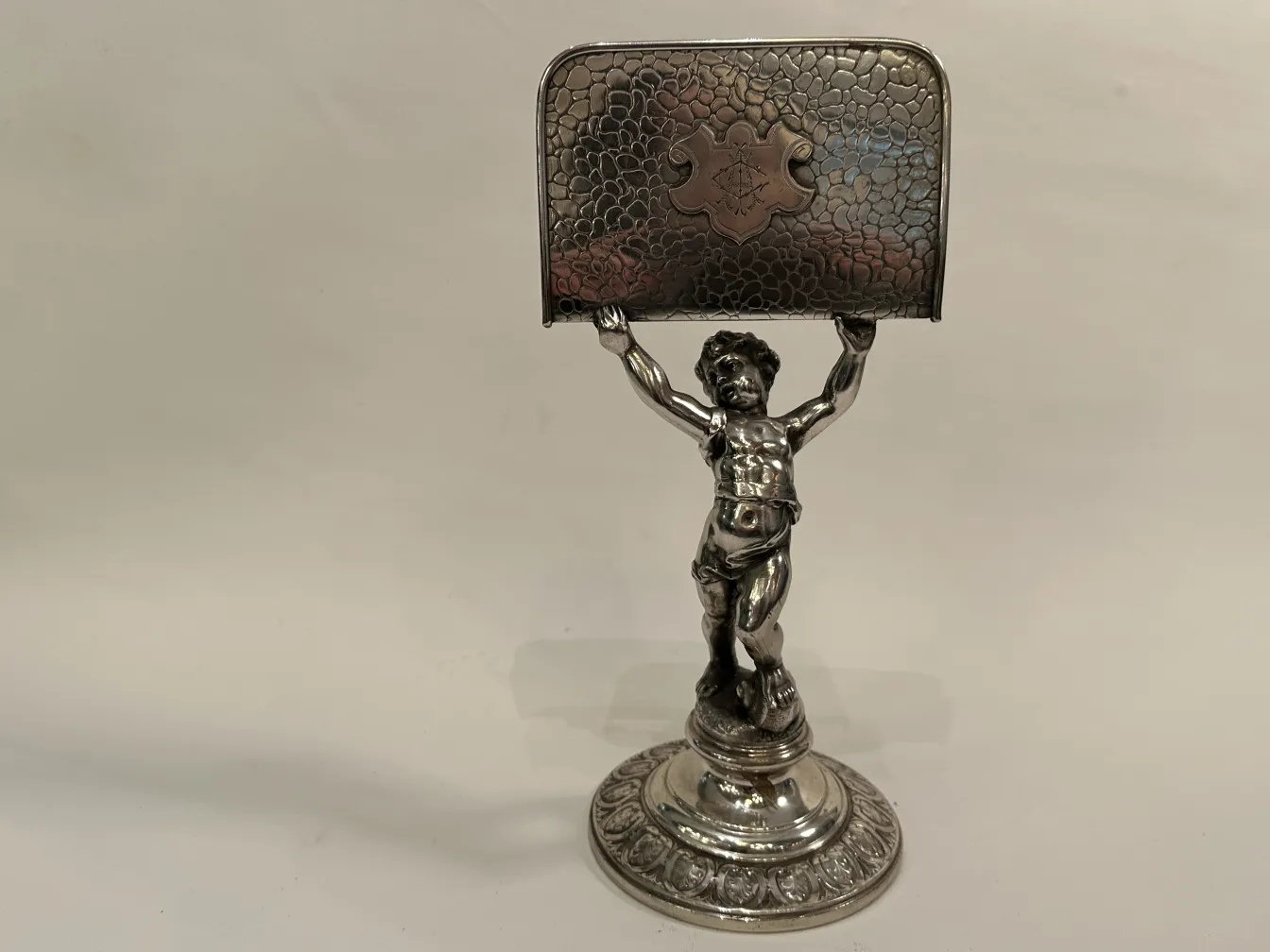 Antique WMF card tray with decorative figure base