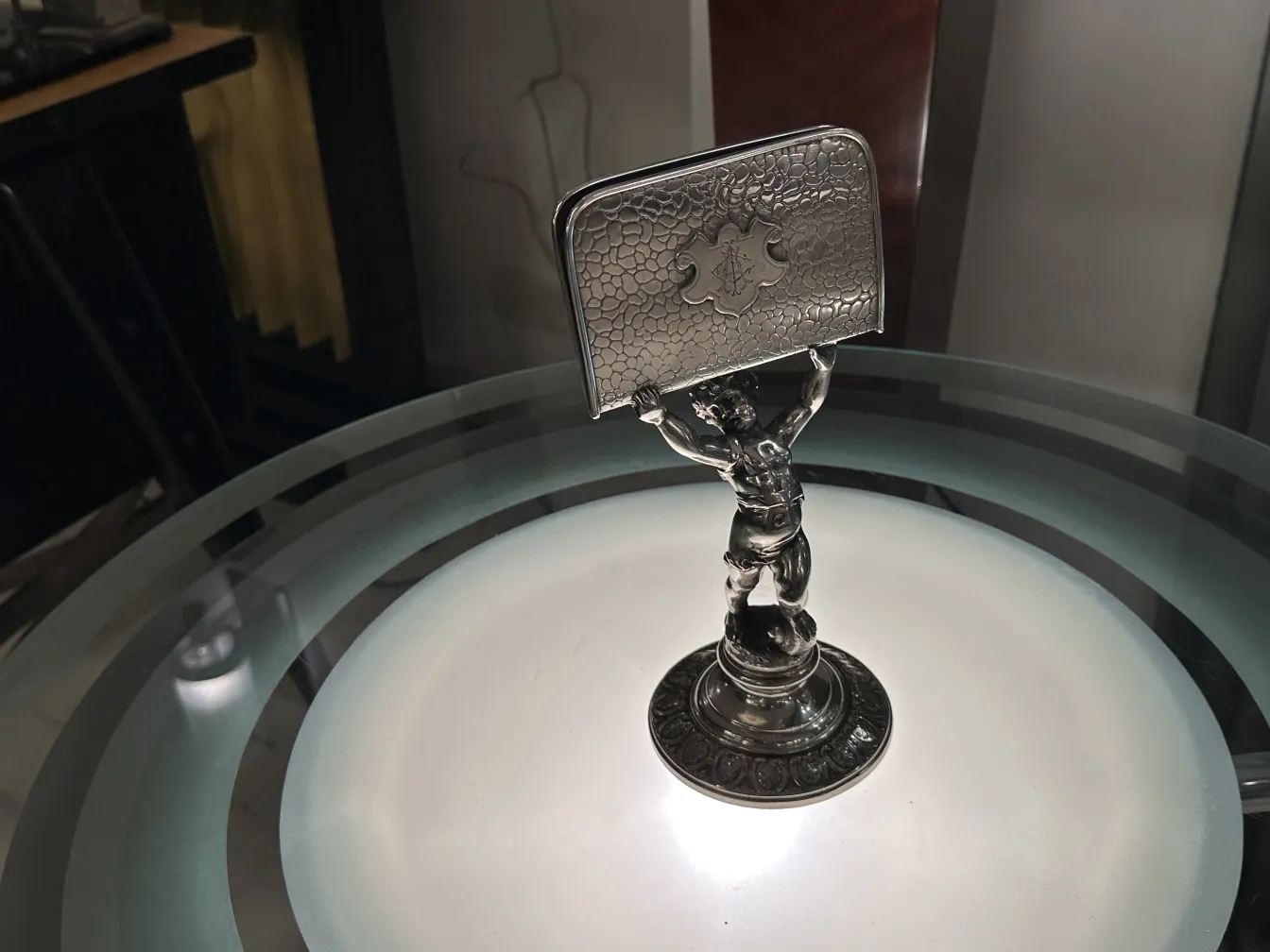 Antique WMF card tray with decorative figure base