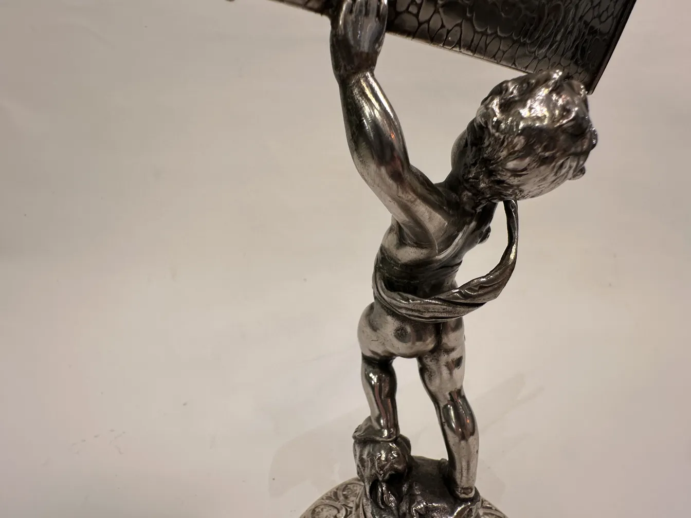 Antique WMF card tray with decorative figure base