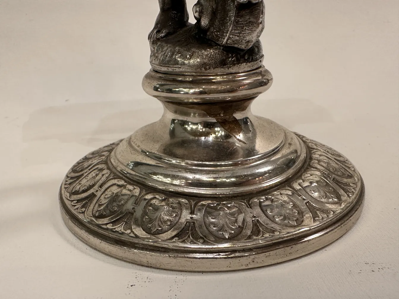 Antique WMF card tray with decorative figure base
