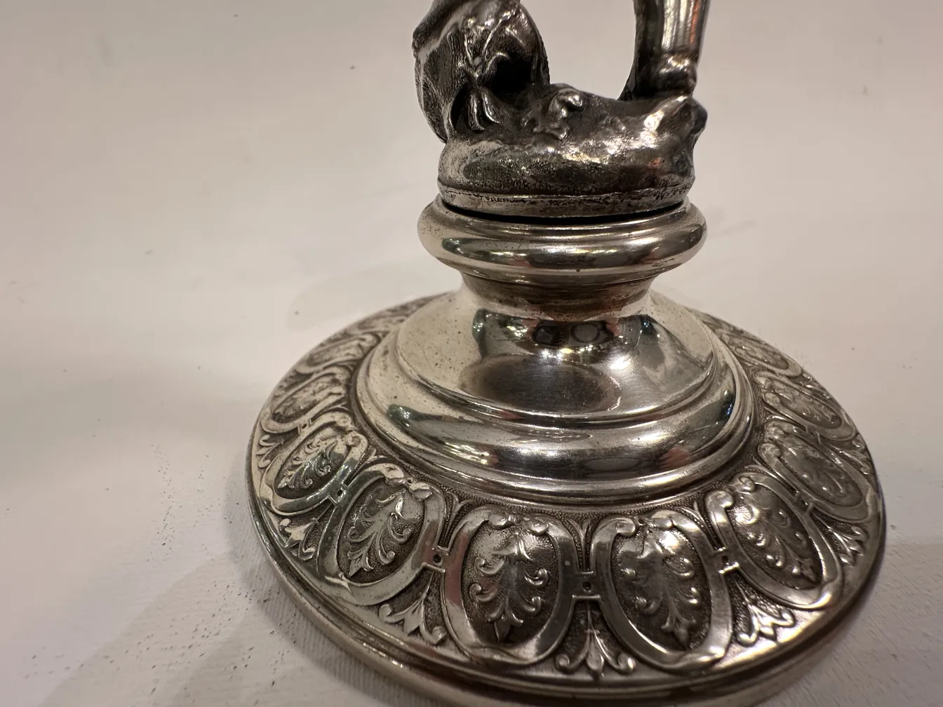 Antique WMF card tray with decorative figure base