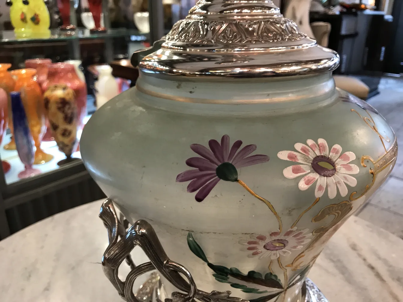 古董潘趣酒碗WMF装饰有花朵