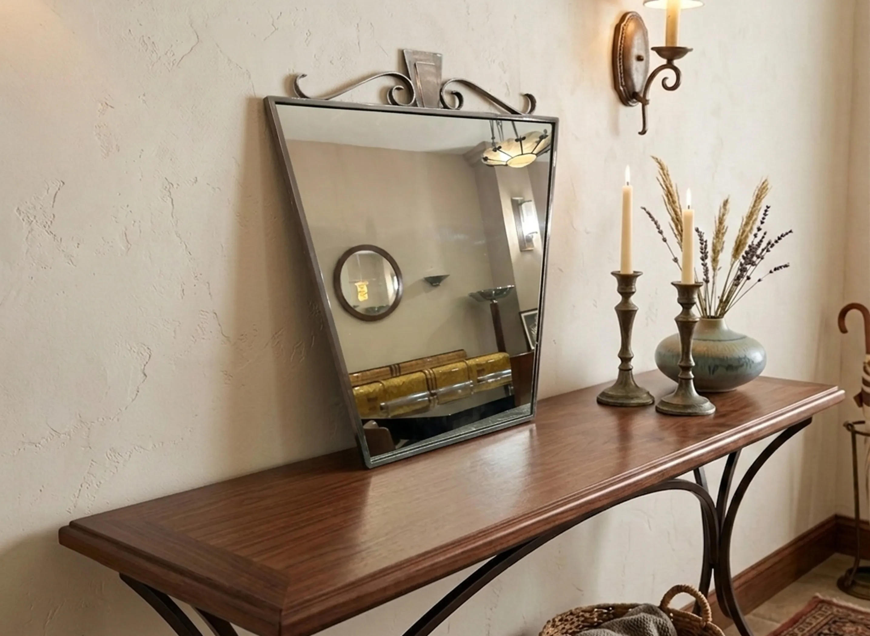 Antique decorative mirror on a table