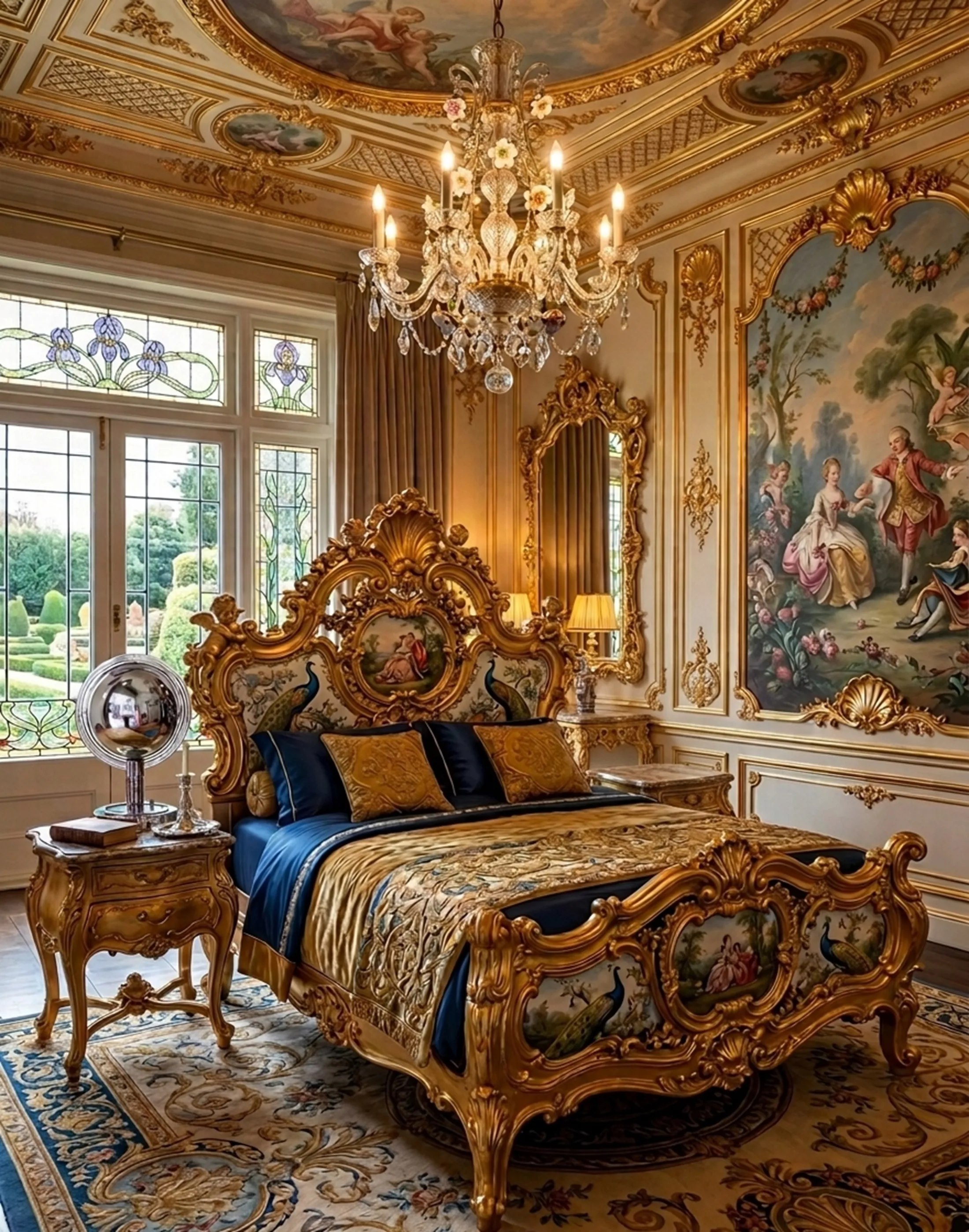 Luminária de mesa antiga em um elegante quarto