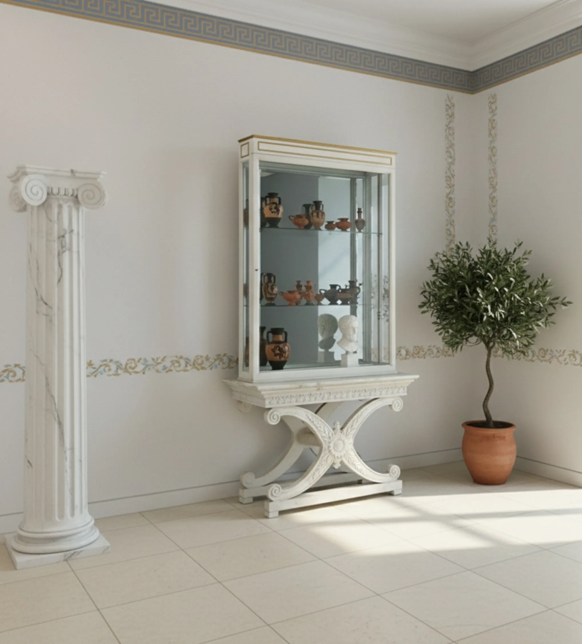 Antique display cabinet Maison Jansen with classic decor.