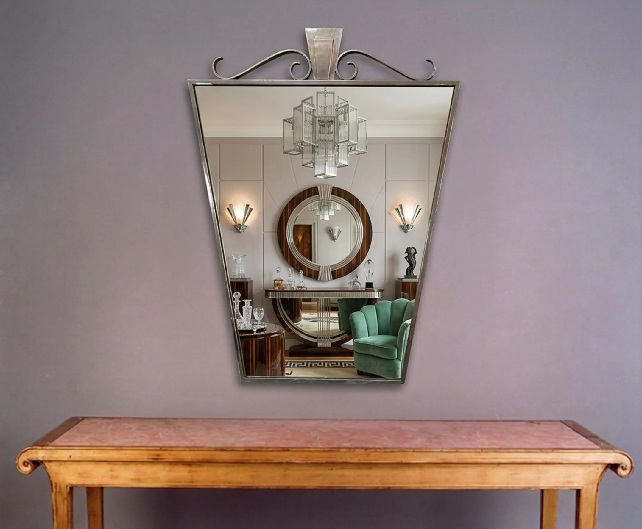 antique console with an elegant design and decorations