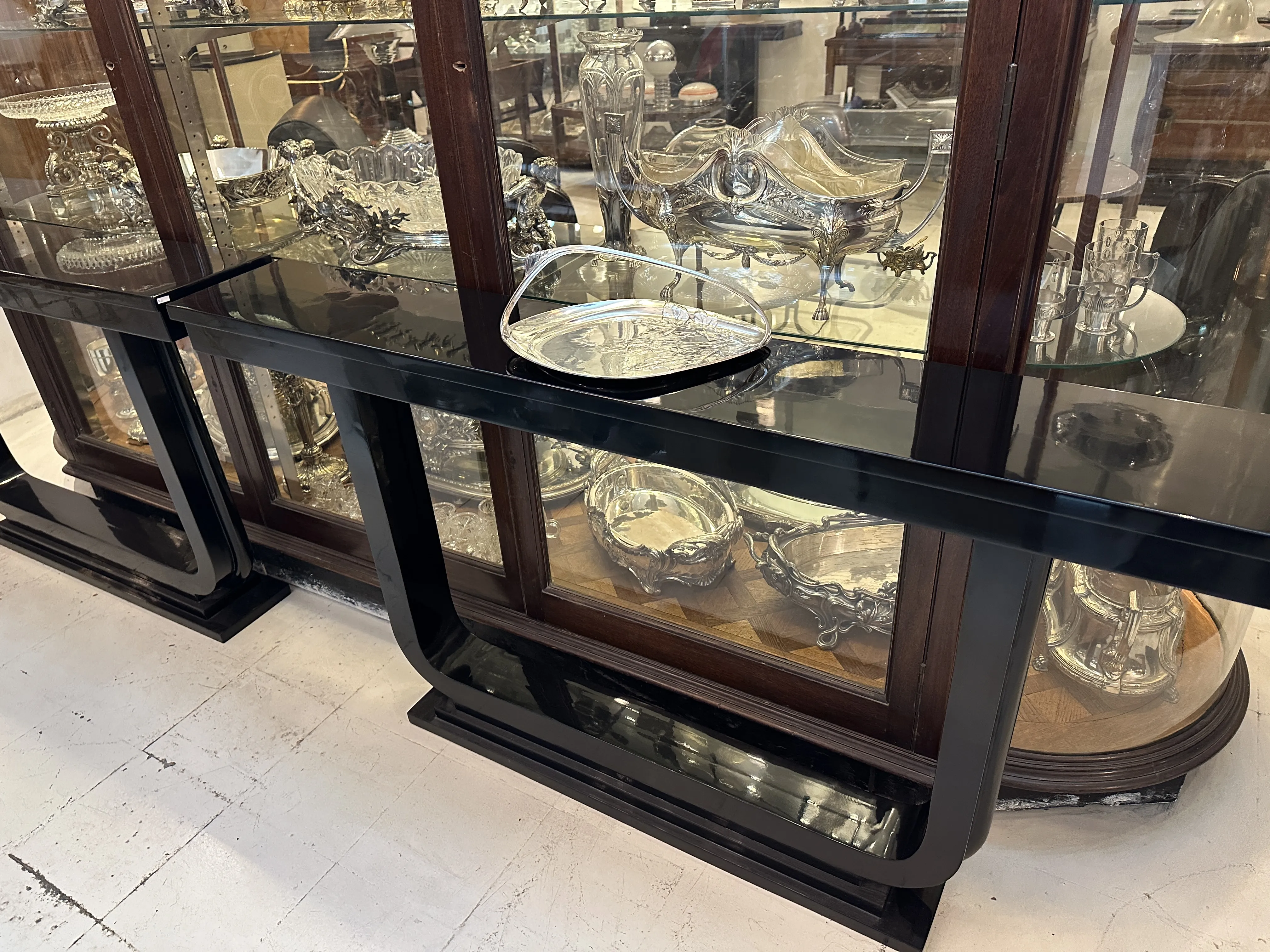 decorative antique card tray WMF displayed on stand