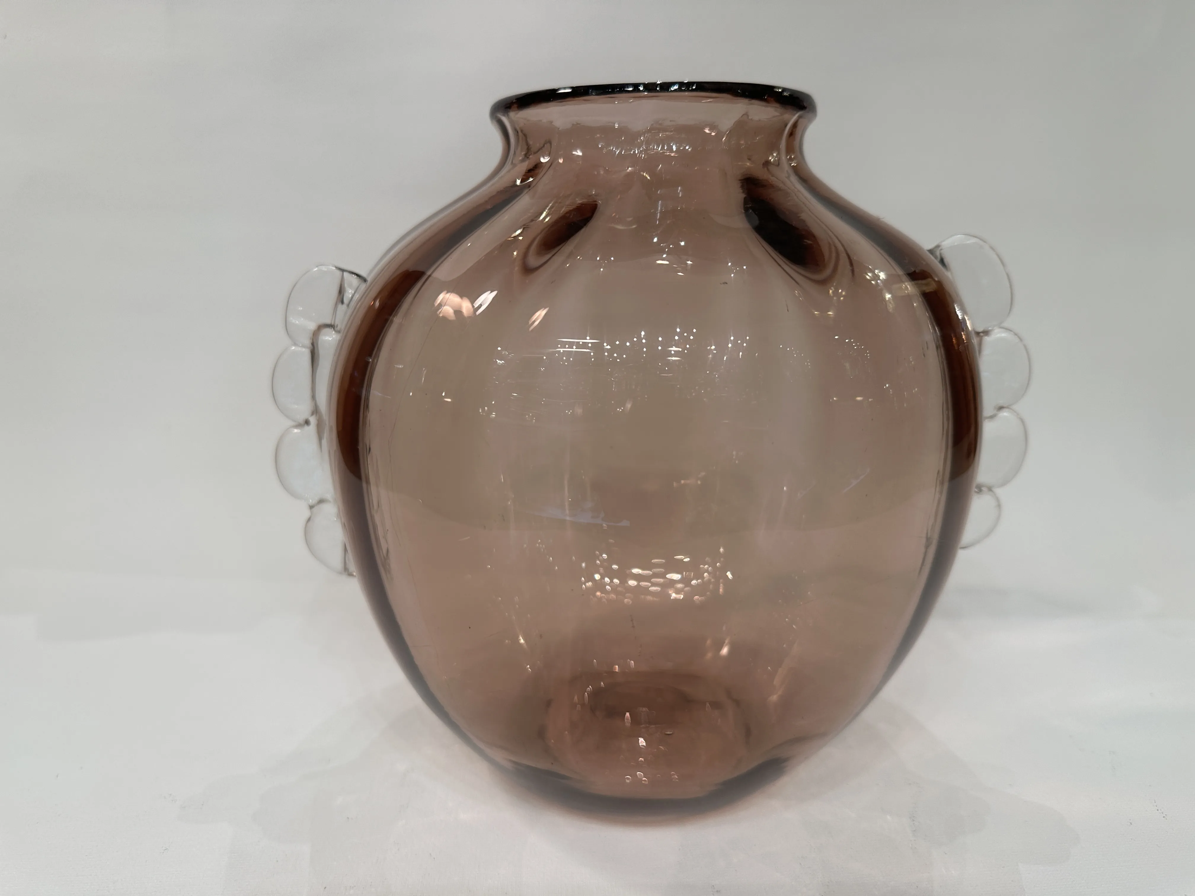 brown murano vase with glass handles