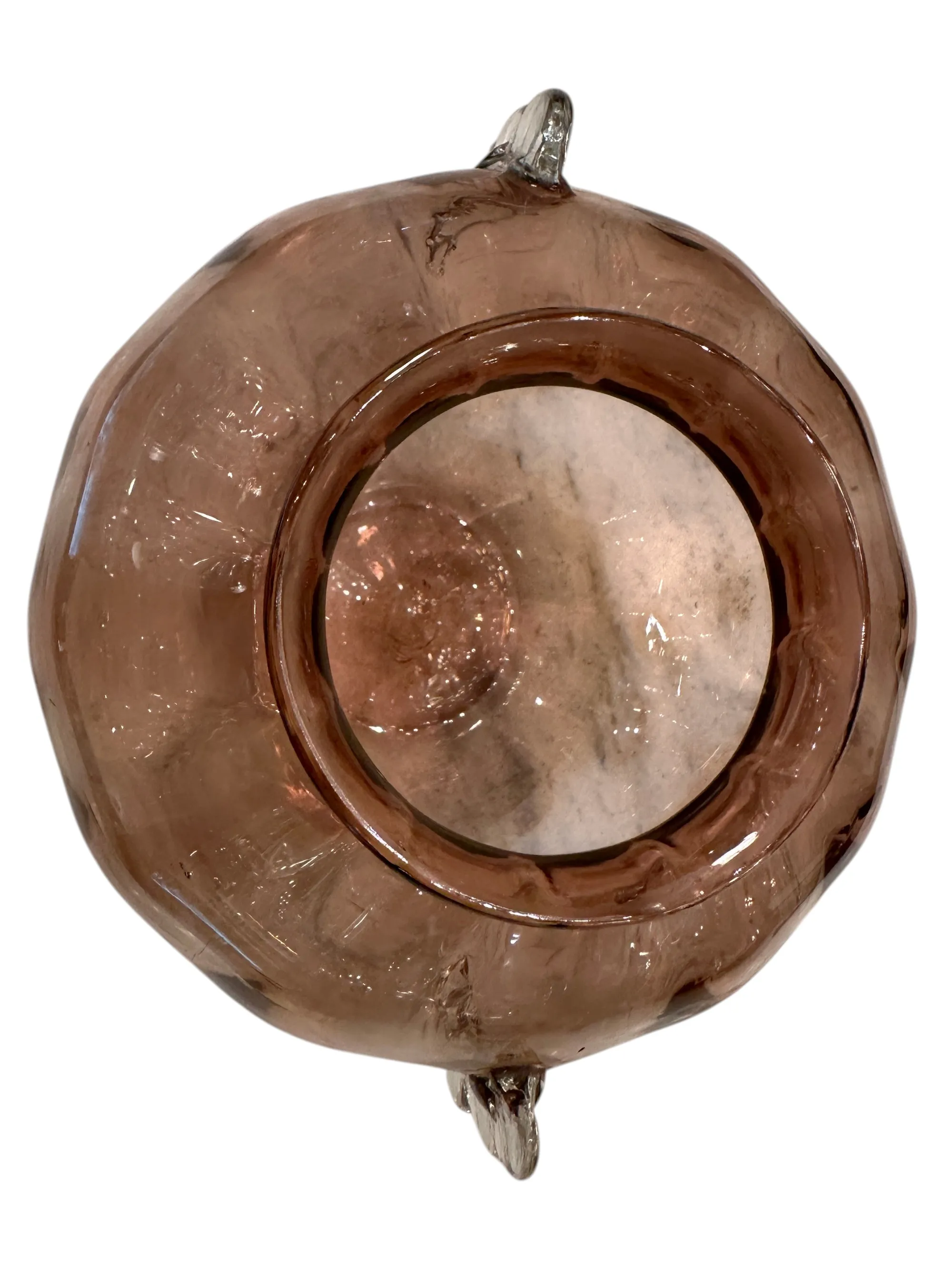 Top view of an antique Murano vase with soft color and subtle details
