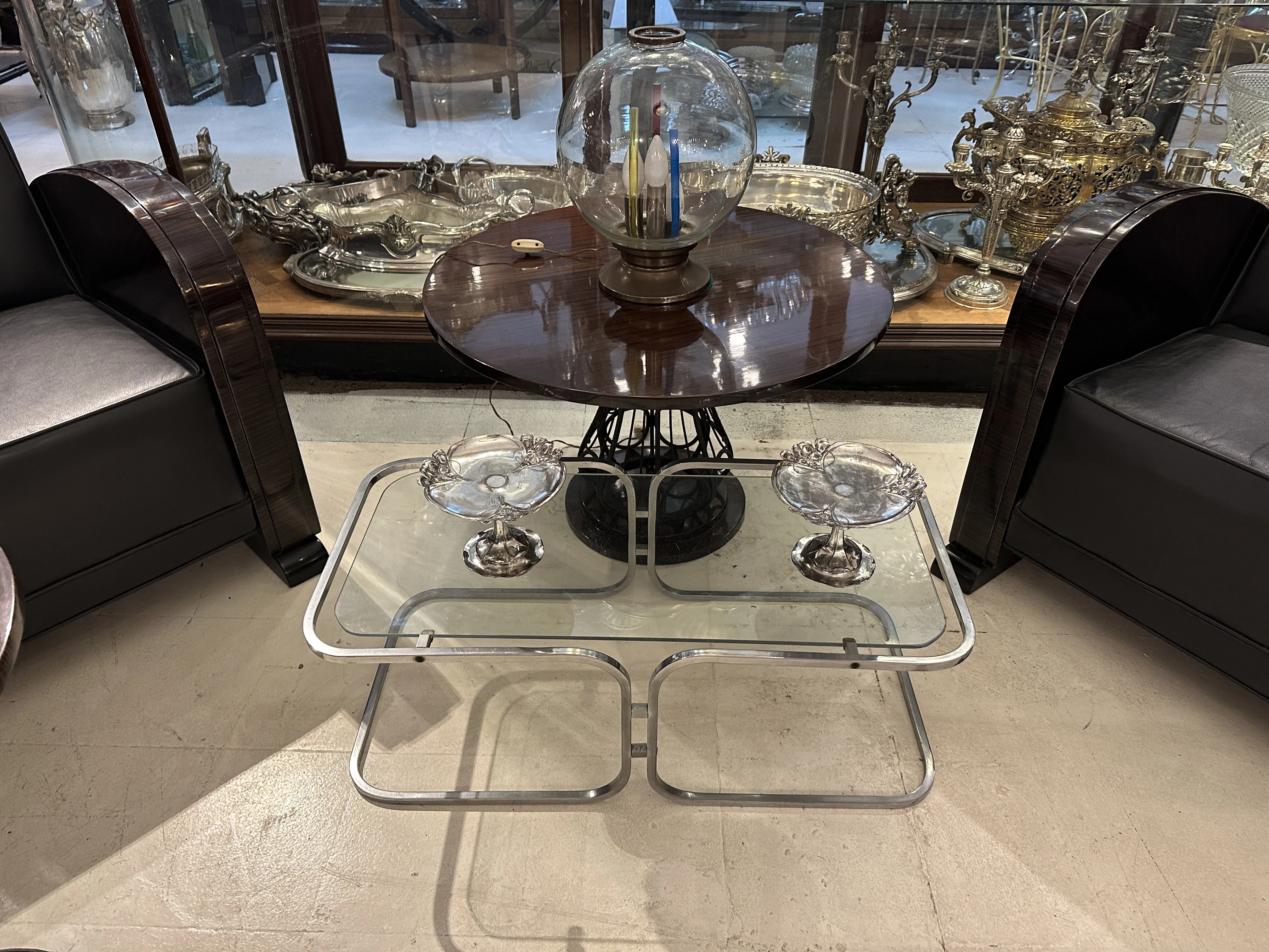 Antique card tray WMF displayed with other vintage items