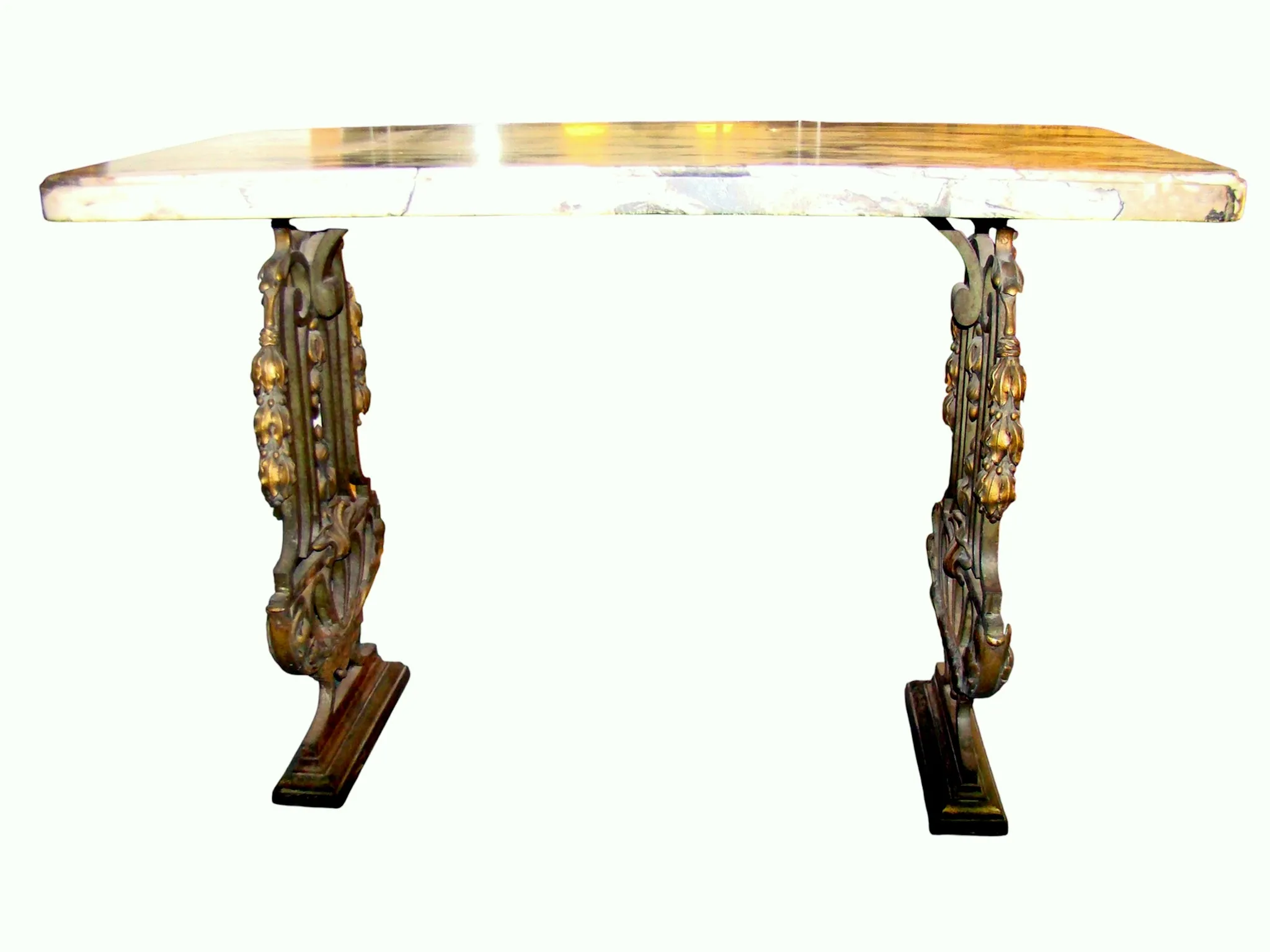 antique console with decorative details