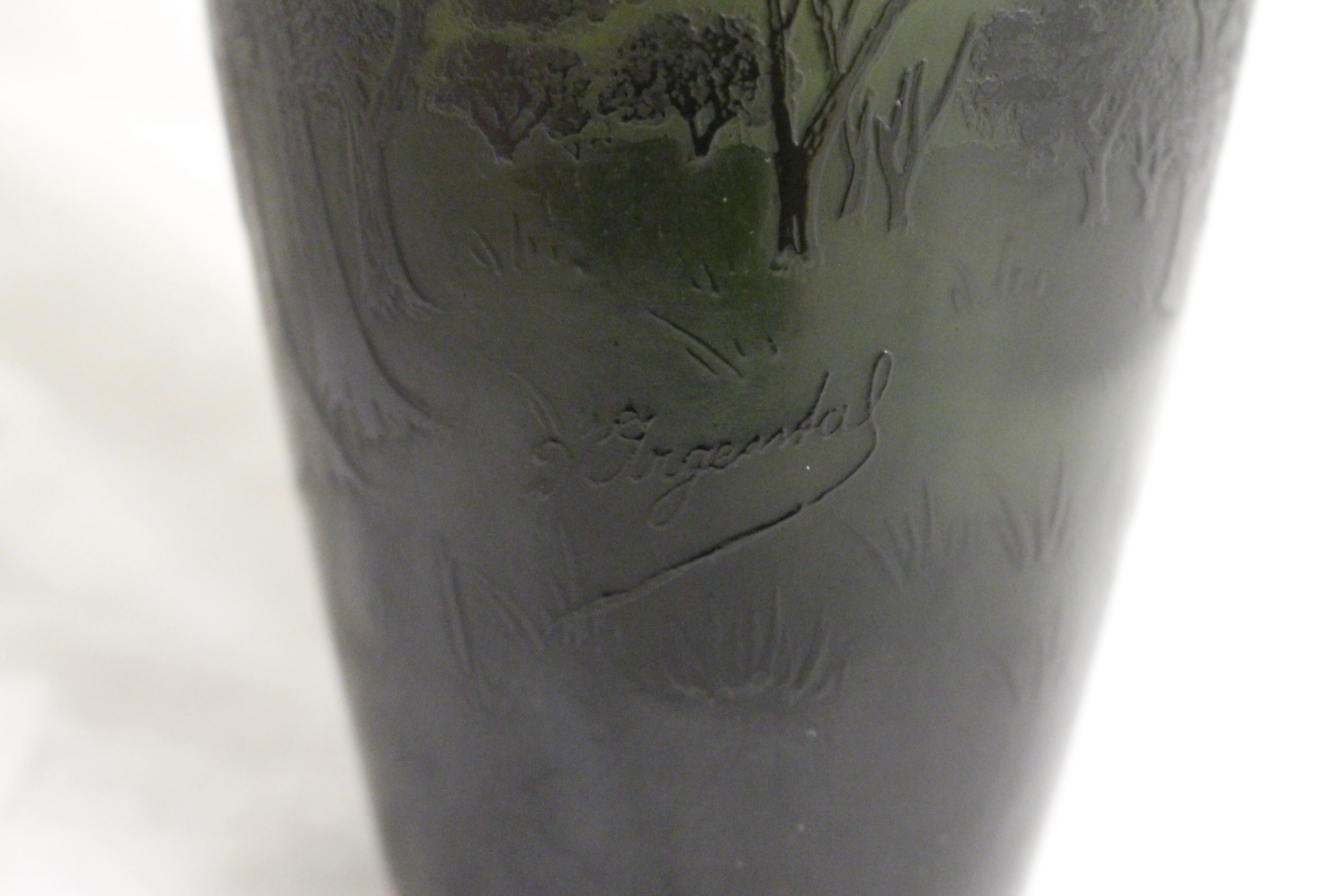 Antique signed glass D'Argental featuring nature motif