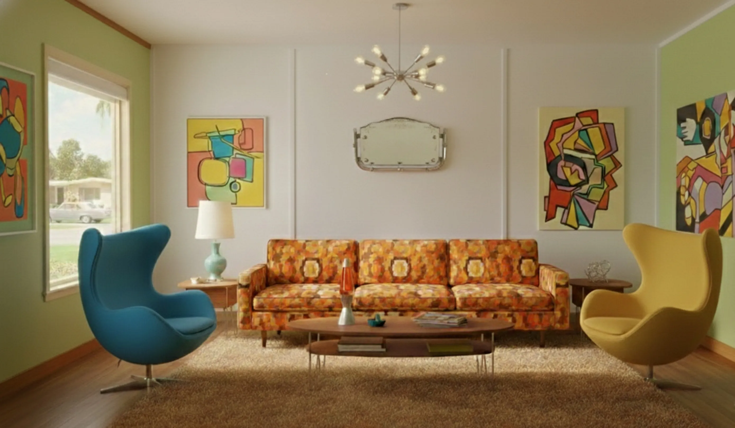 antique wall mirror with a decorative frame in a vintage room.