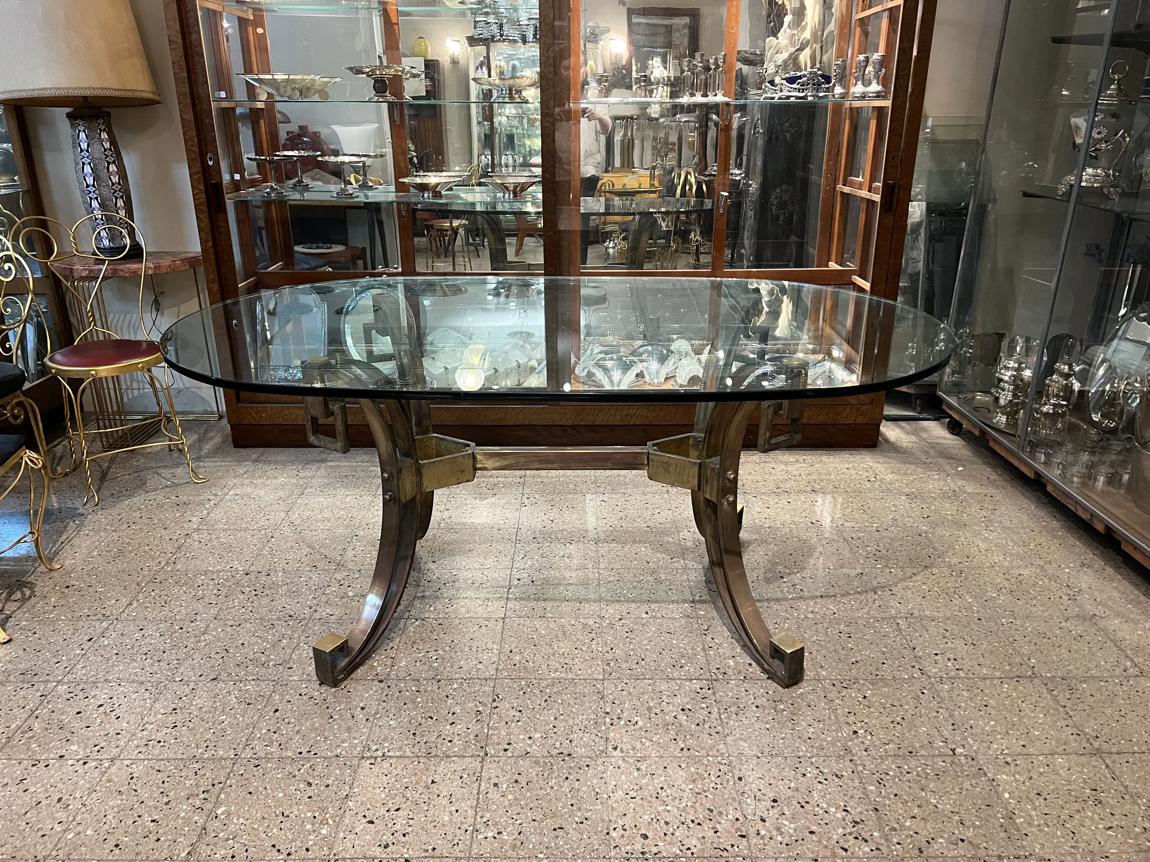 Antique dining table in a cozy setting, Art Deco design.