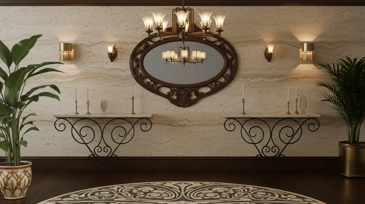 two antique consoles raymond subes in an elegant setting