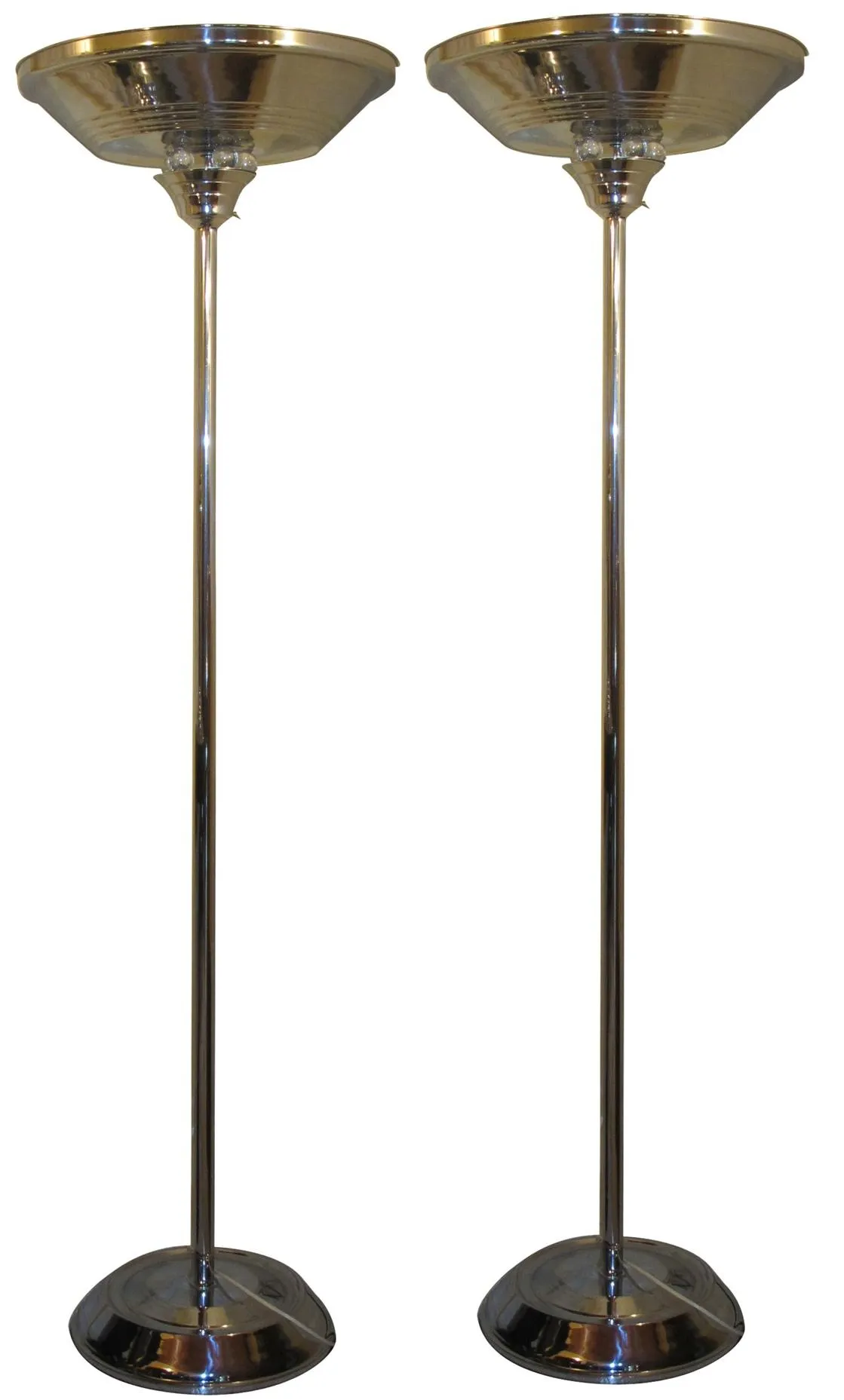 Set aus 2 eleganten antiken Stehleuchten mit glänzender Oberfläche