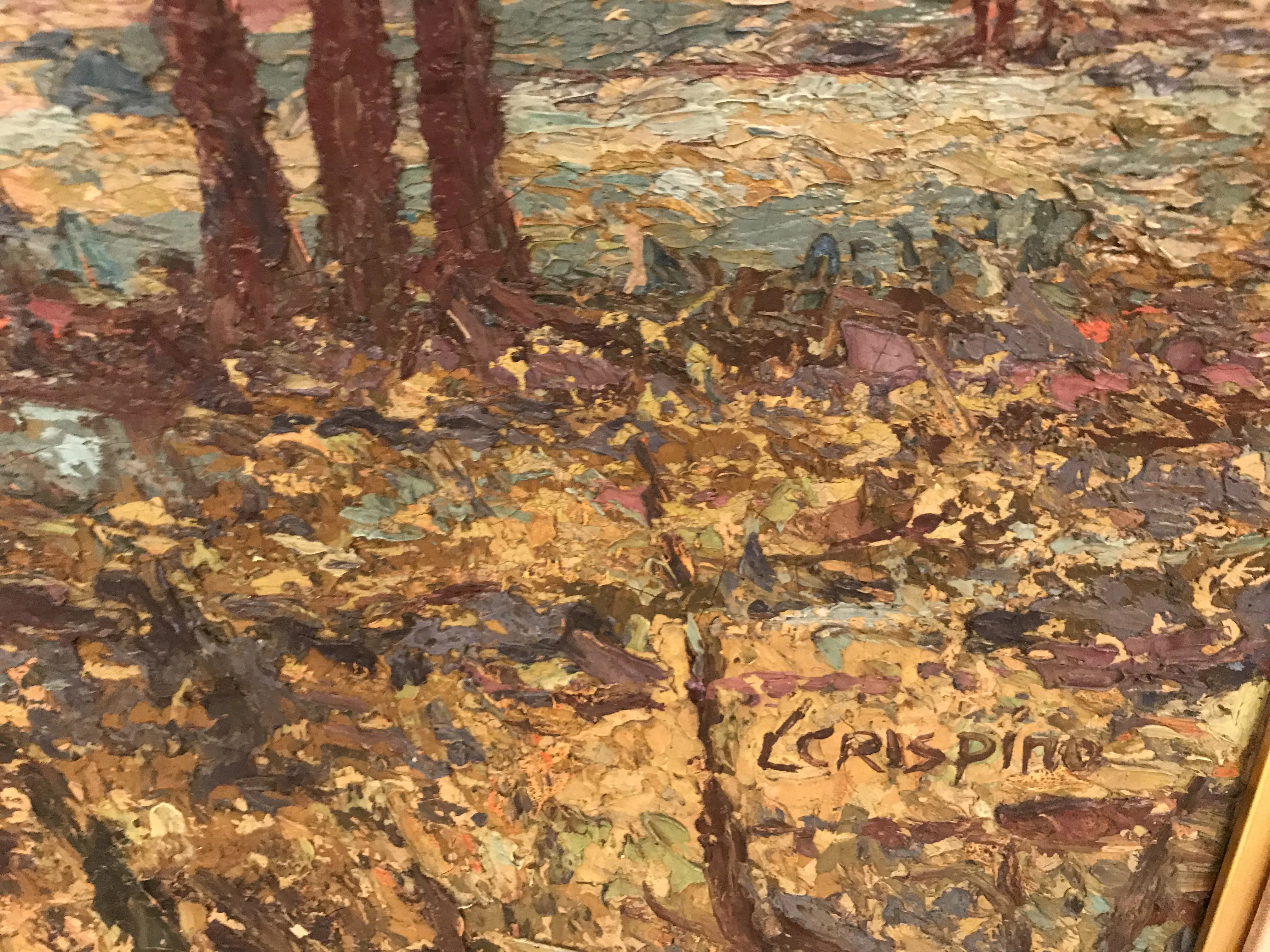 altes siegel von luis crispino neben einer gemalten landschaft