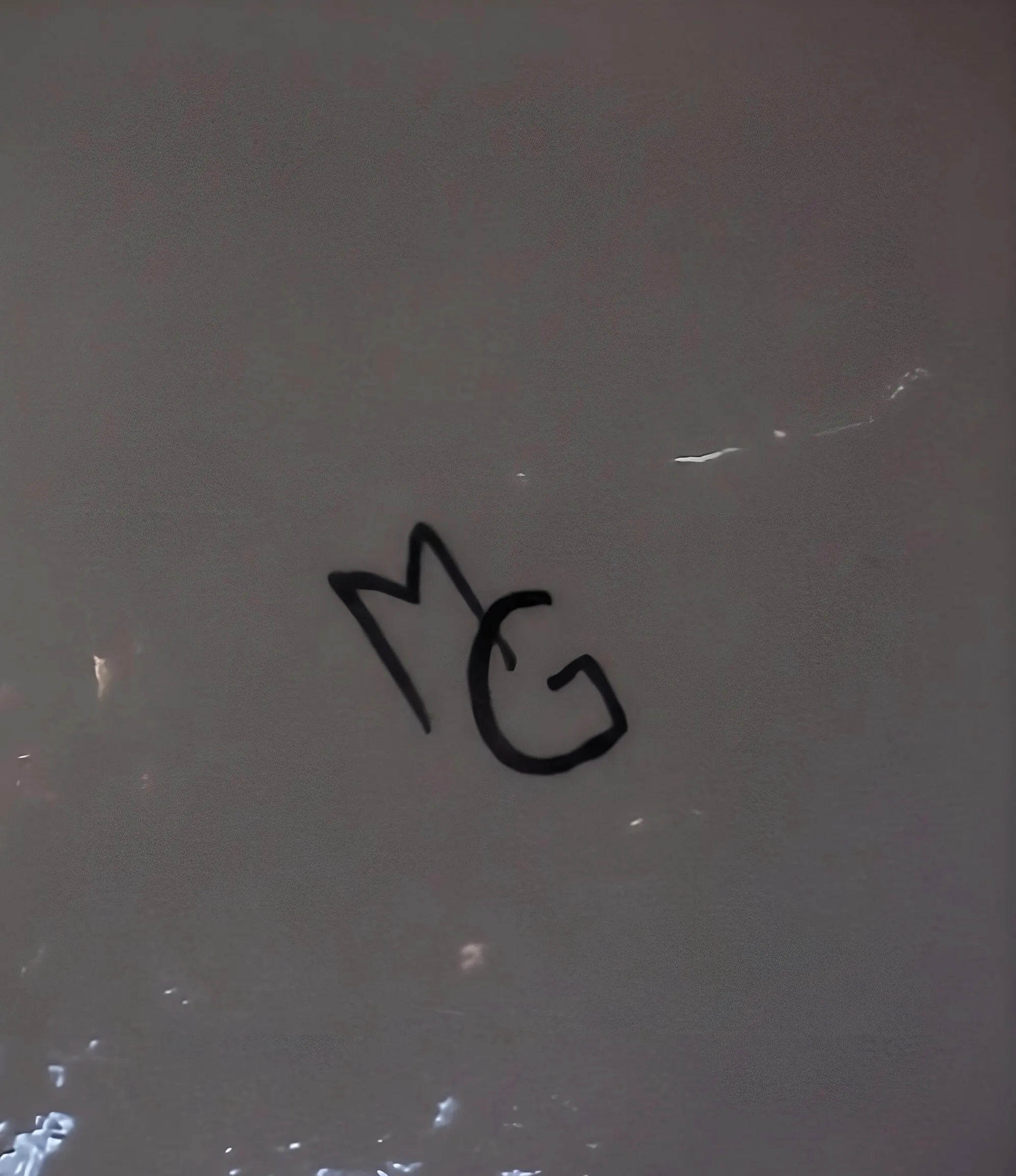 Antikes Siegel mit den Buchstaben MG, dekorative Umgebung.
