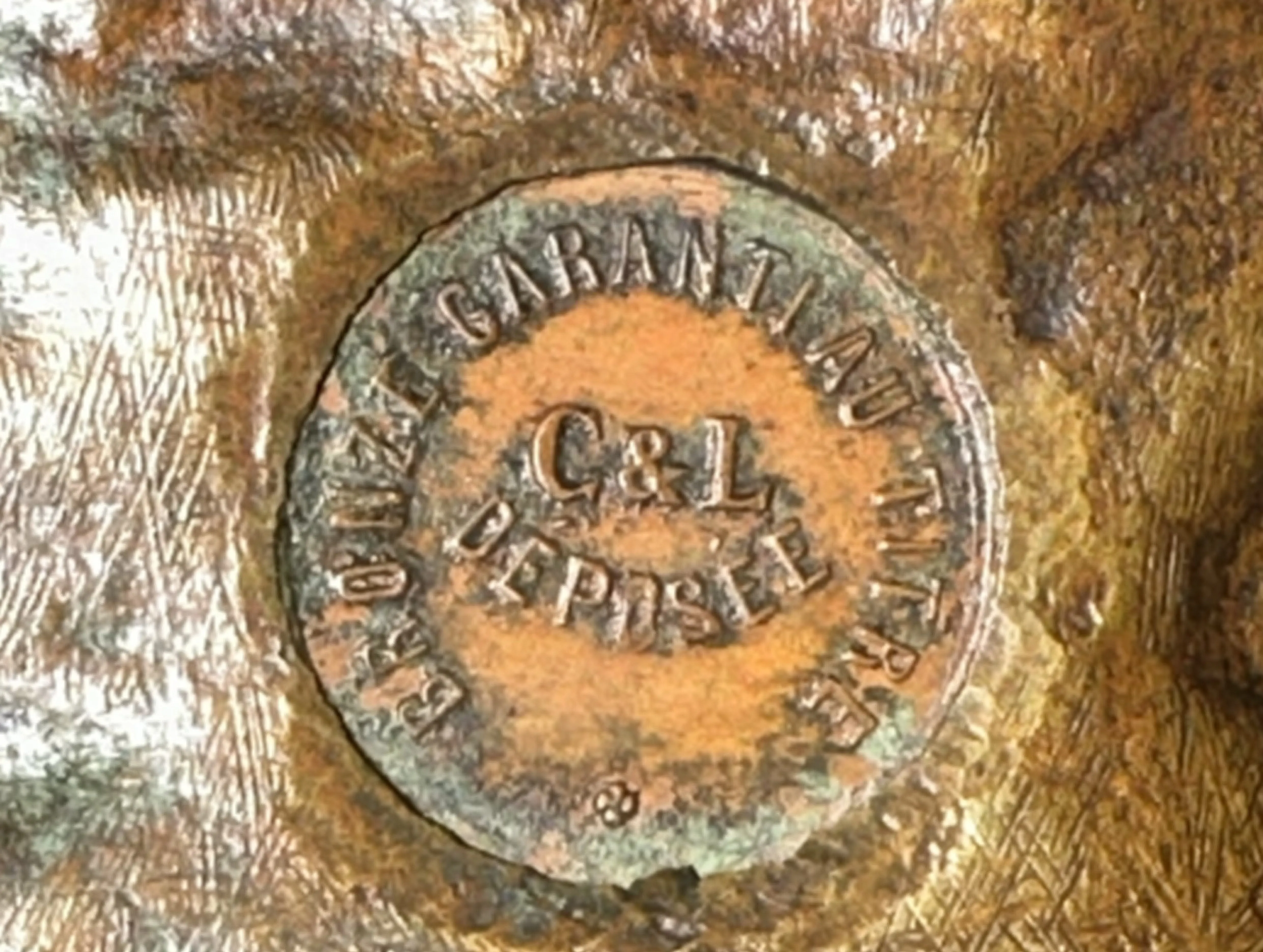 Antikes Siegel bronze garanti au titre C & L déposée mit klaren strukturierten Details.