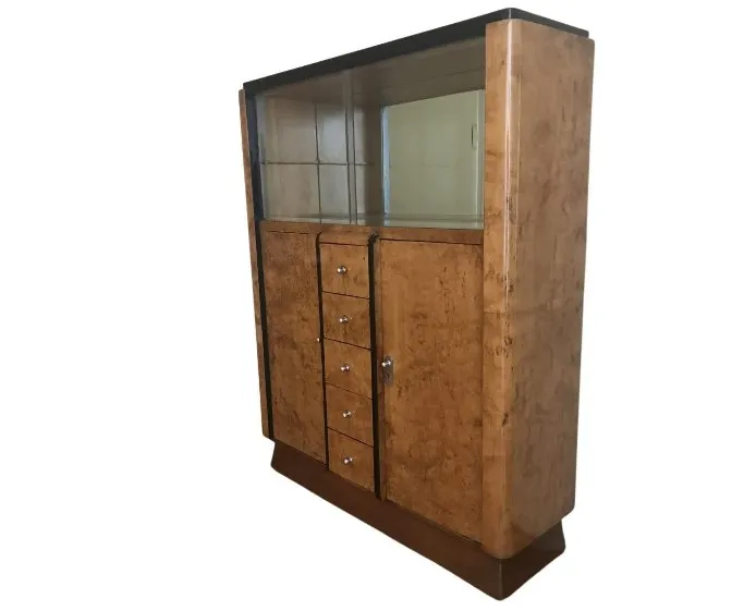 antique bookcase featuring glass doors and elegant design, perfect for home decor