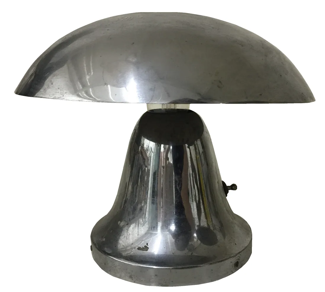 antique shiny table lamp with round base and smooth shade