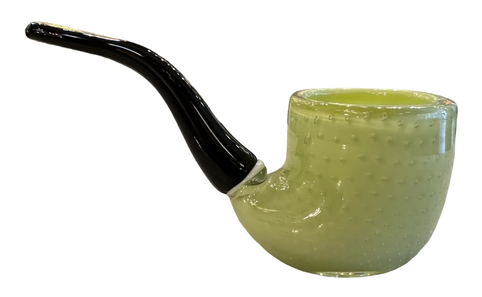 antique murano glass pipe in green with surface details