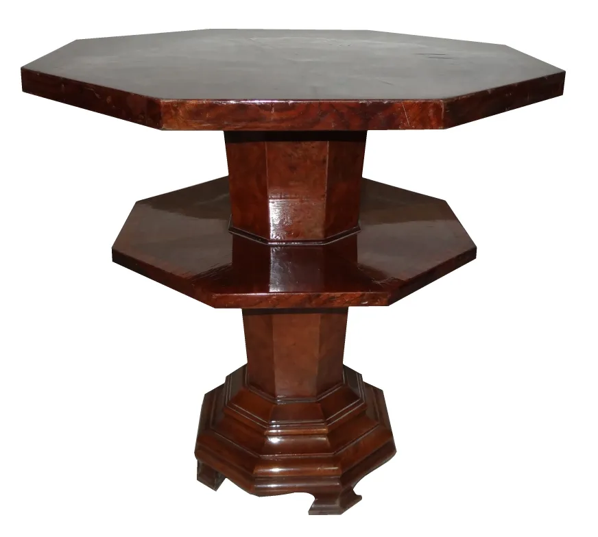 Vintage small table with an octagonal top and a two-tier base.