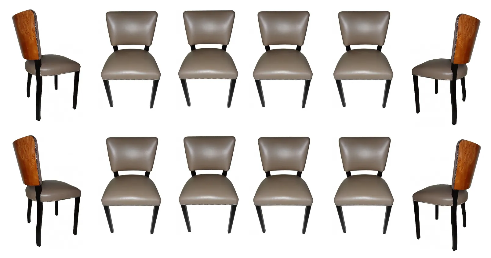 twelve antique chairs from various angles